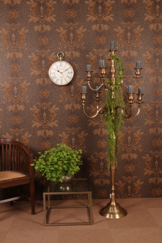 Sfeșnic de podea din aluminiu, auriu, candelabru înalt cu 9 brațe, pentru lumânări lungi, finisaj antichizat, 182 x 80 cm, „Opéra” - Img 2