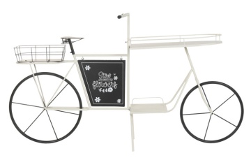 Stand decorativ alb, cu rafturi din metal , tip "Retro Bicycle"