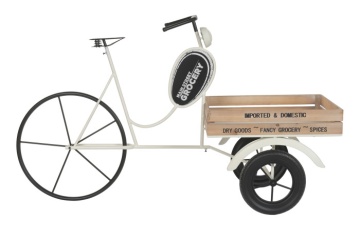 Stand decorativ din metal , cu 1 raft din lemn , "Retro Tricycle"