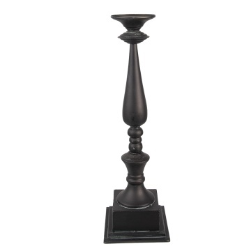 Suport de lumanare, gri, din metal, 15x15x50 cm