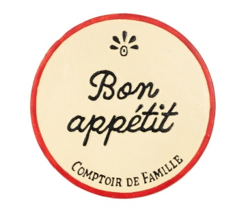 Suport din fontă pentru vase fierbinți „Bon Appétit”, ivoire cu roșu, Ø24,5 cm - Img 1