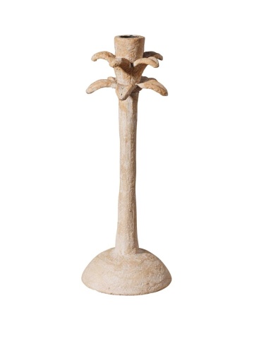 Suport lumanare bej din aluminiu H29cm Palm