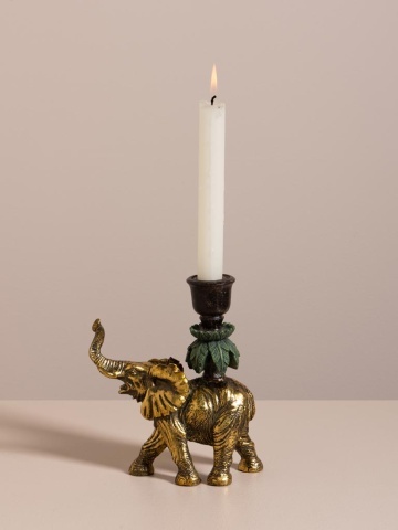 Suport lumanare din polirășină, „Golden Elephant” - Img 2