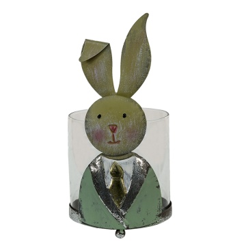 Suport lumanare, din sticla, 11x10x22 cm, Rabbit Boy