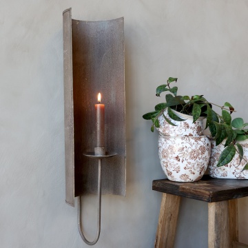 Suport lumânare vintage de perete din metal antichizat, 50x13.5x14 cm, „Applique" - Img 2