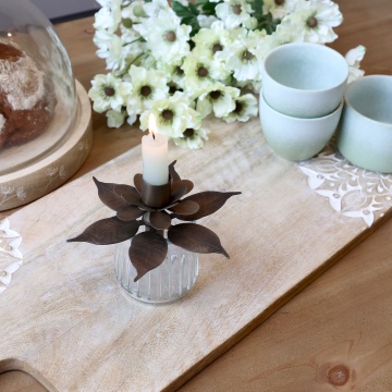 Suport pentru lumanare, din metal, H9cm, Flower - Img 2