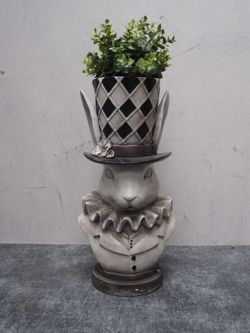 Suport pentru plante bust iepure din rășină, H46 cm, "Alice" - Img 3
