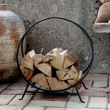 Suport rotund pentru depozitare lemne, finisaj cărbune antichizat, H50 x L50 x A33 cm - Img 2