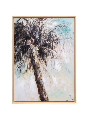 Tablou decorativ, palmier, cu rama din lemn, D.Belin