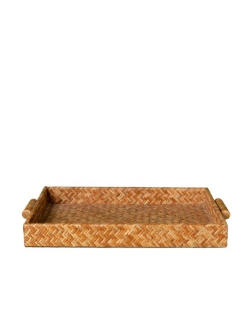 Tavă de servire din ratan împletit, natur, formă dreptunghiulară, 5 × 45 × 31 cm, „Rivan"