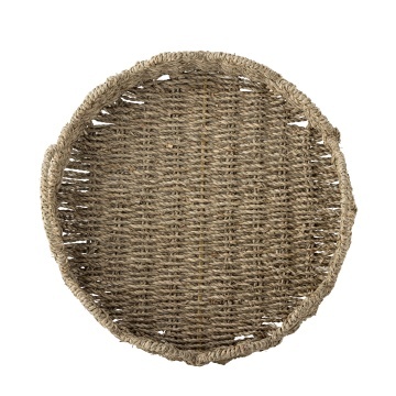 Tavă de servire rotundă din iarbă de mare împletită, natur, cu margine ondulată și mânere, 35x14,5 cm, „Brea" - Img 5
