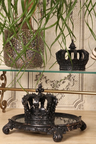 Tavă decorativă rotundă din polirășină și sticlă, negru, 5 x 29 cm, „Rivage” - Img 5