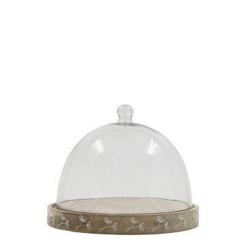 Tava din lemn de mango, cu capac din sticla, H25/D30cm, Dome