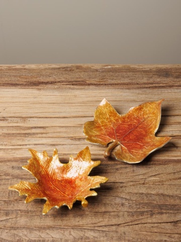 Tavita decorativa, forma de frunza, din cositor, 12 cm, Autumn - Img 5