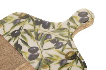 Tocător bucătărie Cottage imprimat natural din lemn de mango cu structură din lemn – "Olivia" - Img 4