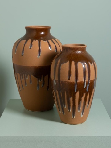 Vas decorativ din ceramica glazurata , H40.5cm , "Dripping Glaze" - Img 7