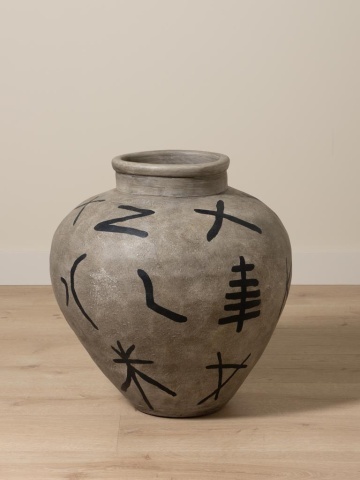 Vas decorativ din terracotta cu motive tribale , H60 cm , "Ritual" - Img 5