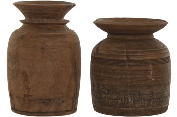 Vază cu finisaj natural stil oriental, 18x18x29 , din lemn ,"Surtido"