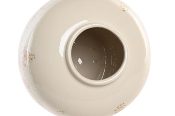 Vază decorativă oriental pictată manual alb cu accente multicolore din ceramică cu structură din ceramică, "Floraya" - Img 4