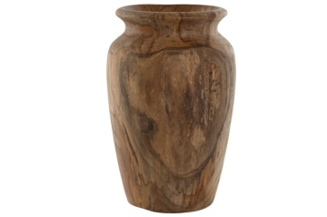 Vază decorativă, stil natural rustic, culoare natur, din lemn de tec, „Teak” - Img 2