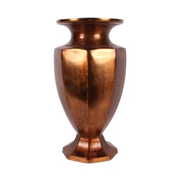 Vază din aluminiu, arămie, octogonală, cu gură evazată, finisaj antichizat, 59 x 31 cm, „Étrusque”