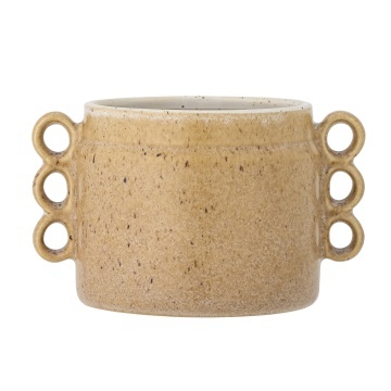 Vază din ceramică artizanală, maro, cu bucle aplicate manual, finisaj cu glazură reactivă, 12 x 15 cm, „Souri” - Img 4