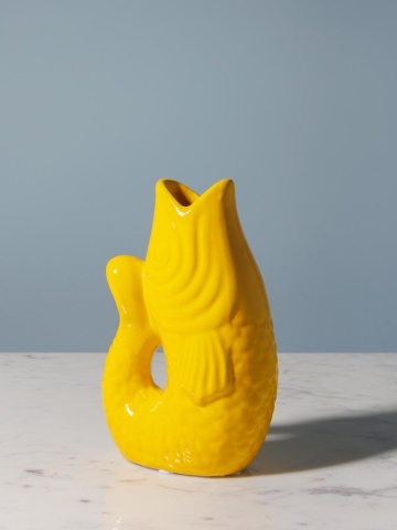 Vaza galbena, din ceramica, forma de peste, H20cm Stone - Img 5