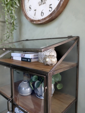 Vitrina din lemn, cu 4 rafturi, aspect rustic - Img 4