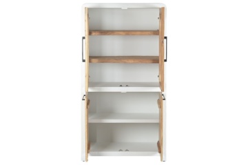 Vitrină din lemn reciclat cu finisaj hormigón alb, 4 uși, 3 polițe, 90 x 43 x 170 cm, „Form" - Img 4
