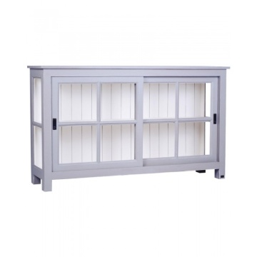 Vitrina, gri, din lemn masiv de pin, cu aspect clasic, double small , Lyon - Img 2