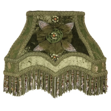Abajur din textil, verde, formă dreptunghiulară, 17 x 22 x 18 cm, „Victoria”
