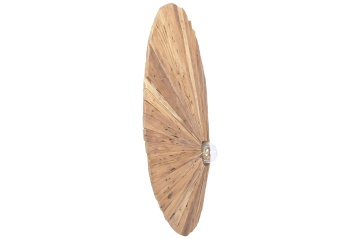 Aplică de perete din lemn de tec reciclat, maro, aspect rustic, finisaj natural, 110 x 70 x 18 cm, „Tournus” - Img 4