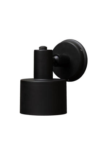 Aplică de perete din metal negru, formă cilindrică, finisaj mat, 20 × 17 × 11 cm, „Spot Black Edition"