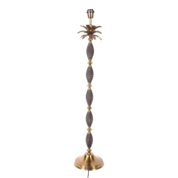 Bază pentru lampă de masă din aluminiu, auriu, cu trunchi de palmier și coroană de frunze, finisaj antichizat, 95 x 20 cm, „Palmeraie”