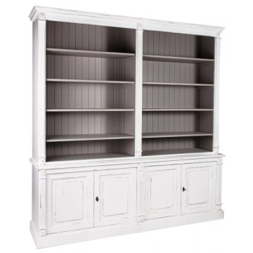 Bibliotecă clasică din lemn masiv cu rafturi și uși, finisaj antichizat, 220×50×227 cm, „Apothicaire" - Img 2