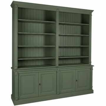 Bibliotecă clasică din lemn masiv cu rafturi și uși, finisaj antichizat, 220×50×227 cm, „Apothicaire" - Img 3
