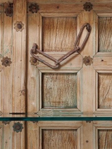 Bibliotecă din lemn masiv de mango și teak, cu aspect rustic, Bramatis - Img 4