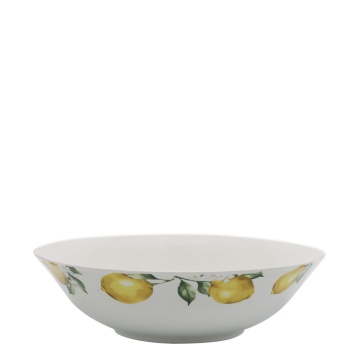 Bol din porțelan alb cu motiv lămâi, 7x24 cm, „Maison Citron"