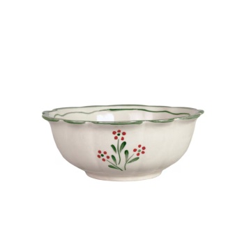 Bol mediu din ceramică pictată manual, Ø 18 x H 7,5 cm, verde, „Esther Wildflower"