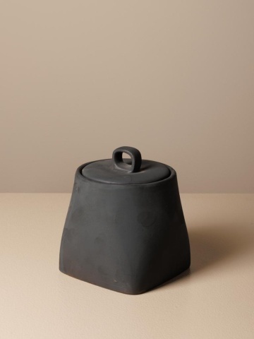 Borcan din lut, lucrat manual, H12.5cm, Aztec - Img 2