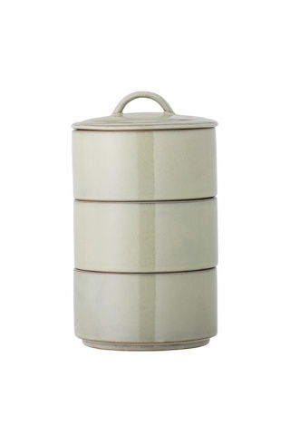 Borcan verde cu capac din ceramică galzurata, "Ebba"