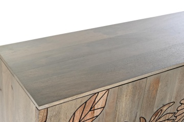 Bufet natur , din metal si lemn de mango , cu design "Grey flowers" - Img 2