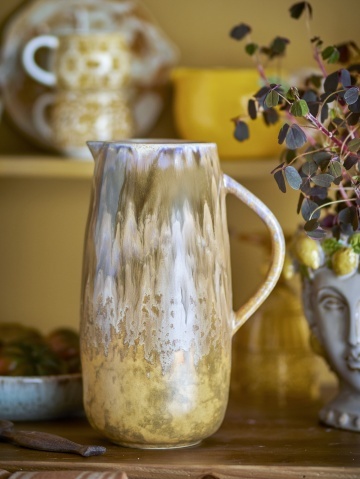 Carafă din ceramică artizanală, maro antichizat, finisaj patinat, 15×21 cm, „Lacey" - Img 2