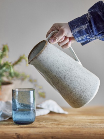 Carafă din ceramică artizanală natur cu finisaj texturat în tonuri de bej și maro, 1500 ml, 13×24 cm, „Fleur" - Img 5