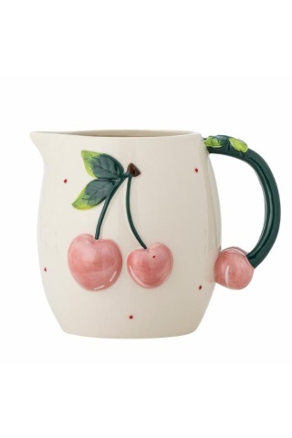 Carafă din ceramică cu cireșe sculptate, D15,5×H16 cm, roz, „Berrie"