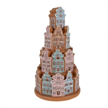 Căsuță turtă dulce decorativă cu LED, din polirasină, Ø18xH33 cm, „Gingerbread House” - Img 3