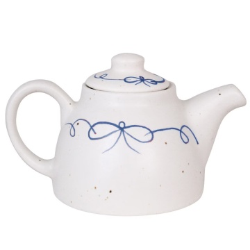 Ceainic decorativ vintage din ceramică, alb cu detalii albastre „Viola Bow”