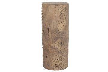 Coloană decorativă din lemn masiv de tec, maro, cu Buddha sculptat manual, finisaj natural, 103 x 40 x 40 cm, „Ayutthaya” - Img 3
