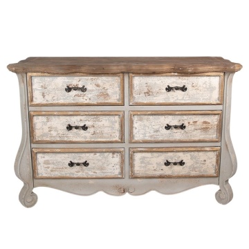 Comoda bej, din lemn masiv, aspect vintage, Eloise
