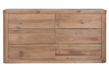 Comodă din lemn reciclat, maro, cu sertare, aspect rustic, finisaj natural, 96 x 183 x 45,5 cm, „Dieppe”